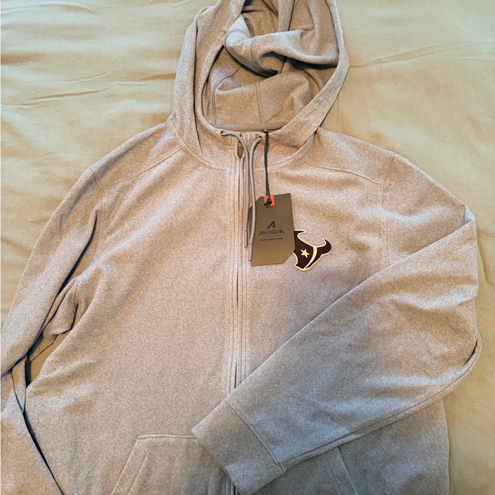 Antigua Light Gray Full-Zip Hoodie